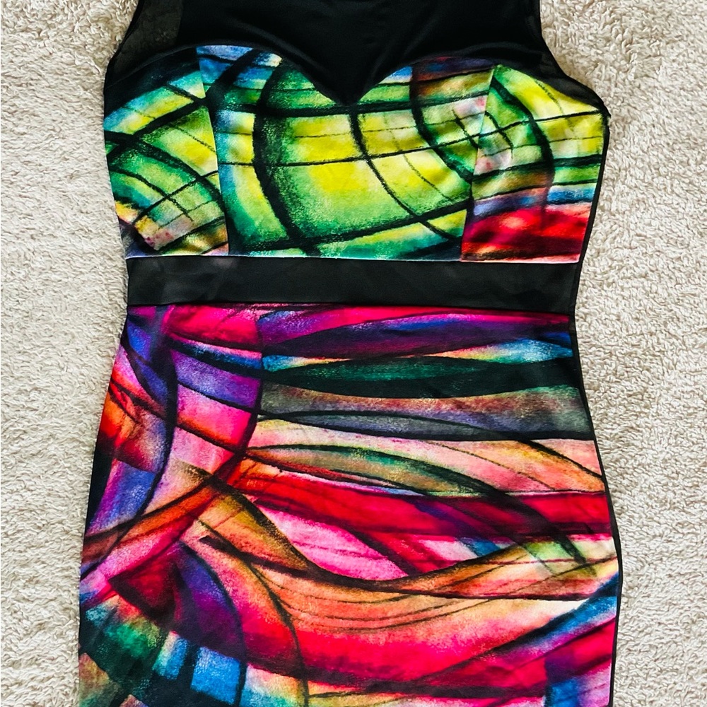 Fashion to Figure Colorful Bodycon Midi Dress Size 1X